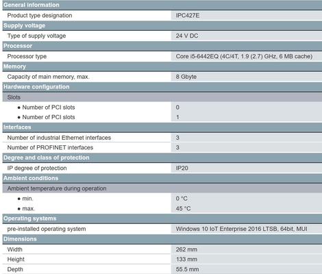 オリジナル SIMATIC IPC427E 4x USB V3.0 シメンス 6AG4141-5AB17-0FA0用の8GBの作業メモリ
