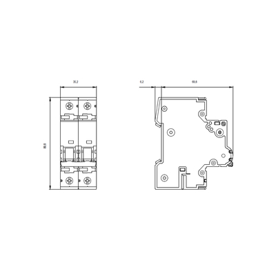 5SY4 ミニチュア回路断片器 400V 10kA 2ポール C 16A 5SY42167CC 送料期限 FOB