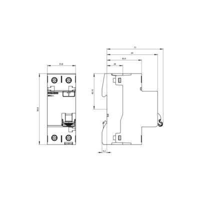 シメンス 5SV4614-0 2極型交流電流残留電流切断器 40A 300mA Un AC 230V