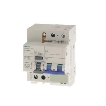 ミニ RCBO 5SU93261CN16 Icn 6 kA 2P型 AC 30 mA C-Char 16 A Un AC 230 V ポール番号 2